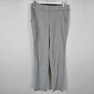 Max Studio Dress Pants Women's M Grey Black White Check Flat Front Pockets